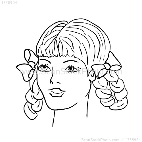 Image of Hand-drawn fashion model. Vector illustration. Woman's face