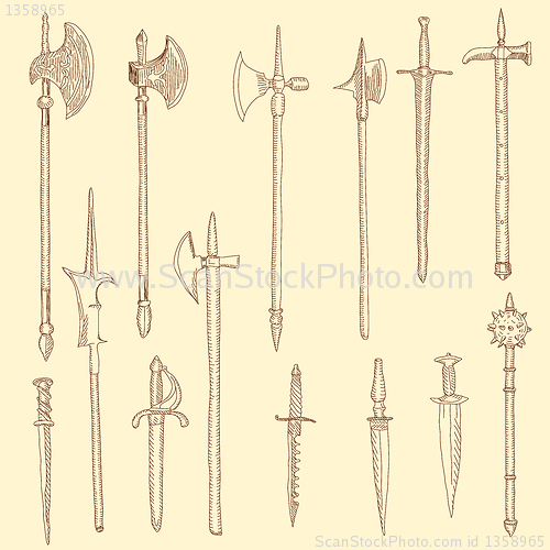 Image of Weapon collection, medieval weapons