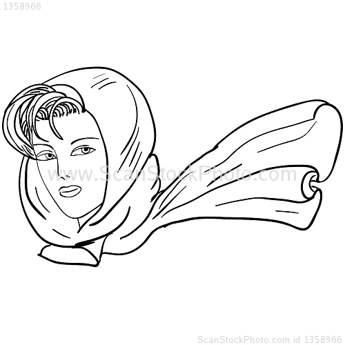 Image of Hand-drawn fashion model. Vector illustration. Woman's face