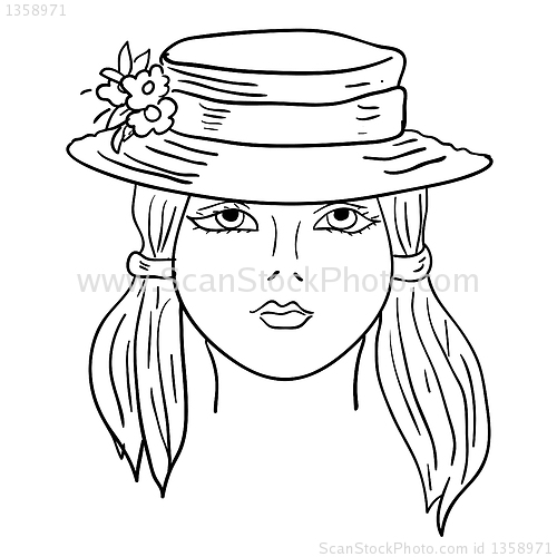 Image of Hand-drawn fashion model. Vector illustration. Woman's face