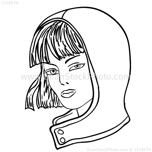 Image of Hand-drawn fashion model. Vector illustration. Woman's face