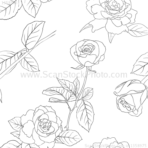 Image of Seamless wallpaper with rose flowers