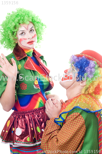 Image of Funny loving couple of clowns