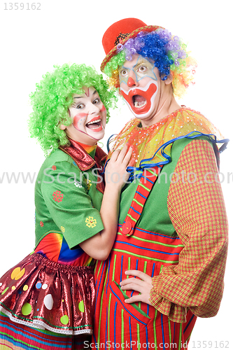 Image of Couple of funny clowns. Isolated