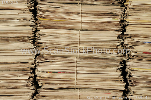 Image of Piles of newspapers to be recycled