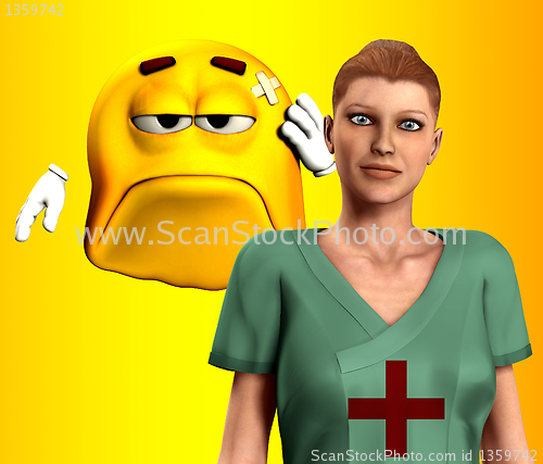 Image of Nurse And Hurt Cartoon Man