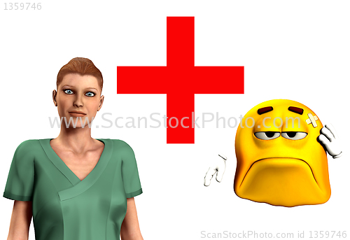 Image of Nurse And Hurt Cartoon Man