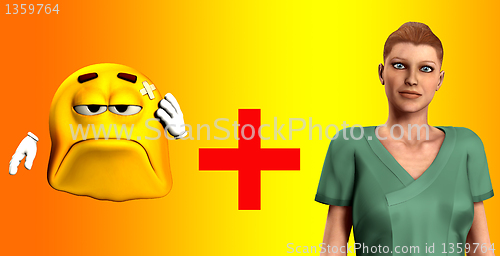 Image of Nurse And Hurt Cartoon Man