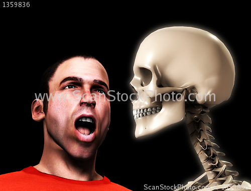 Image of Scared Man And Skull