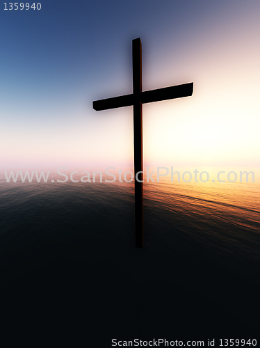 Image of Floating Cross Over The Sea