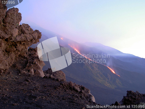 Image of Etna volcano having an eruption