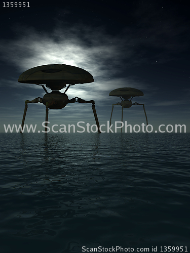 Image of Alien Tripods In Ocean