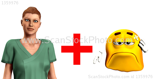 Image of Nurse And Hurt Cartoon Man