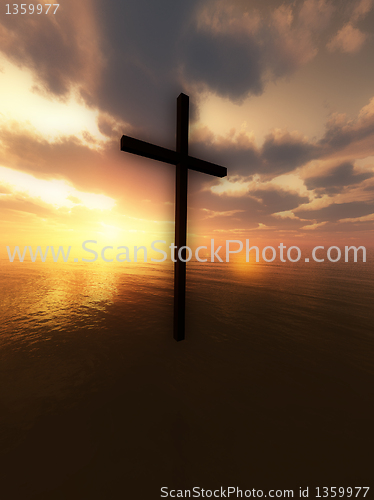Image of Floating Cross Over The Sea