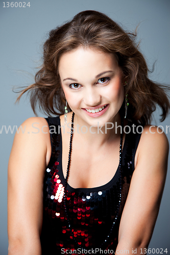 Image of Portrait of young beautiful disco dancer girl