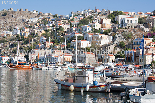 Image of Gialos, the harbour of Symi, Greece.
