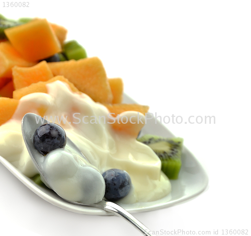 Image of fruits with yogurt