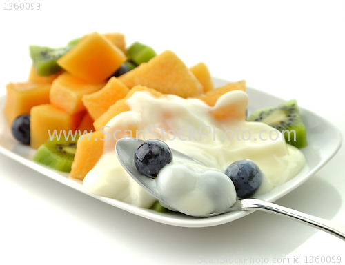 Image of fruits with yogurt