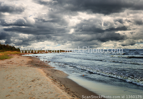 Image of rainy clouds over the lake