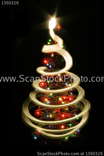 Image of christmas tree from the lights