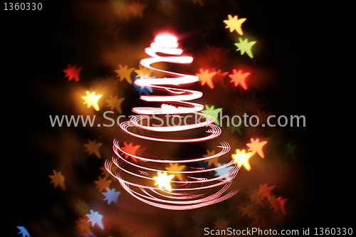 Image of christmas tree from the lights