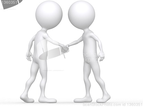 Image of 3d Close-up two businessmen shaking hands 