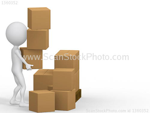 Image of 3d people carrying cardboard boxes.