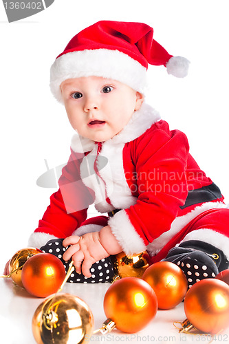 Image of little cute baby gnome in red