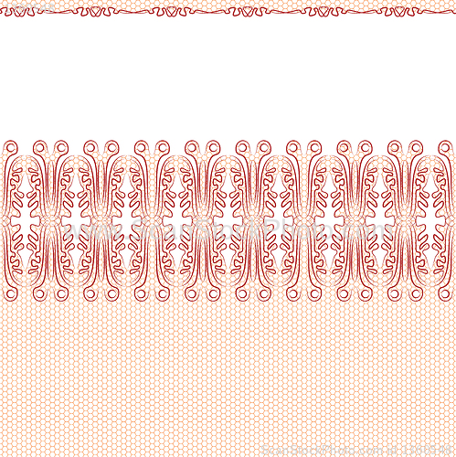 Image of Vector seamless background. Red lace on a white background.