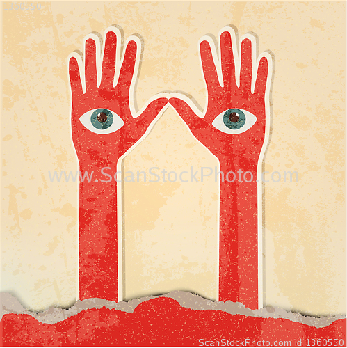 Image of Hands. Retro poster