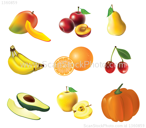 Image of Set of  fruits and vegetables