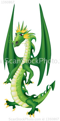 Image of Cartoon  green dragon 