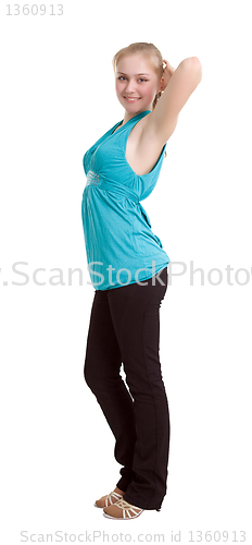 Image of Slender girl does workout