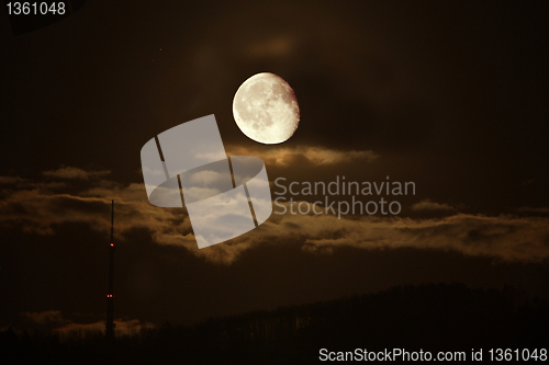 Image of Moon and tv tower.