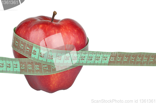 Image of Red apple measured the meter