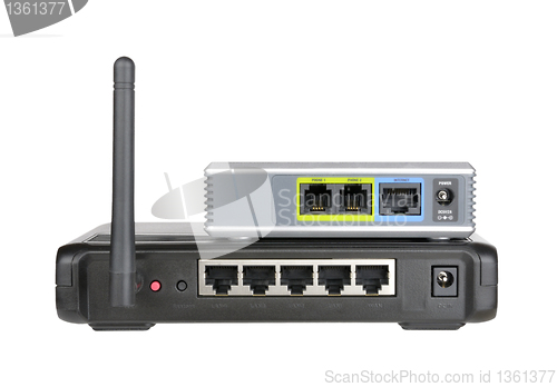 Image of Wireless router and internet phone adapter