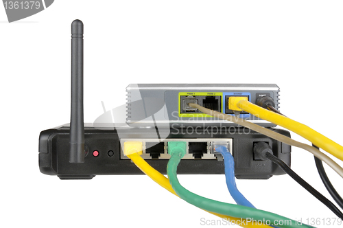 Image of Wireless router and internet phone adapter