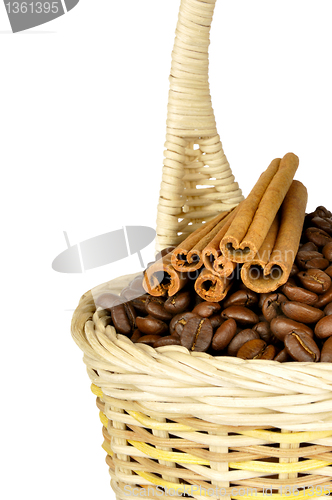 Image of coffee beans and spices in the basket