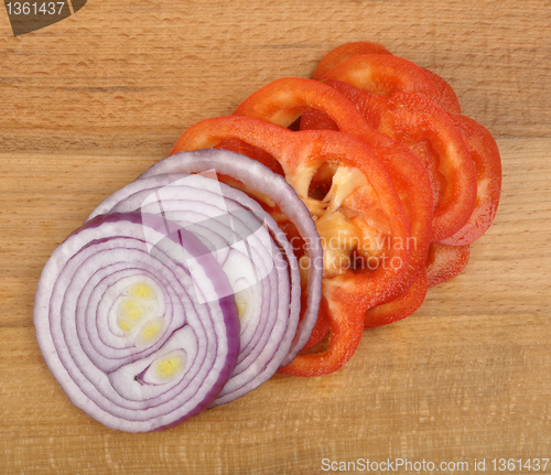 Image of sliced onion and pepper