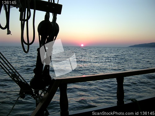 Image of sunset from a boat