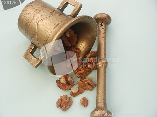 Image of Mortar with walnuts