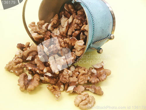 Image of Metal vase with walnuts