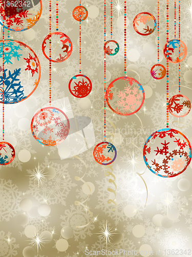 Image of Christmas baubles on elegant background. EPS 8