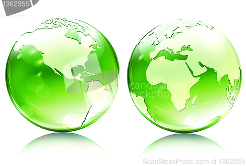 Image of glossy earth map globes