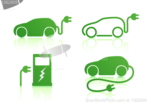 Image of electric powered car icons