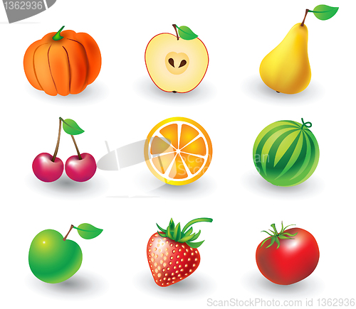 Image of Set of fruit objects