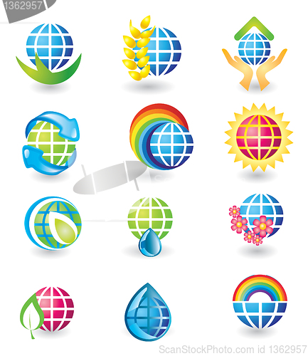Image of Set of globe design icons