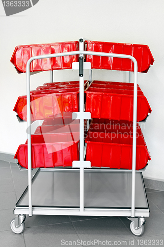 Image of Red inventory trolley