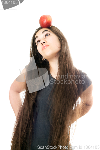 Image of Funny girl with apple
