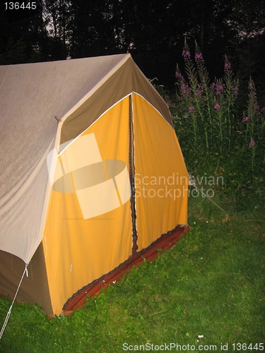 Image of old tent in the evening